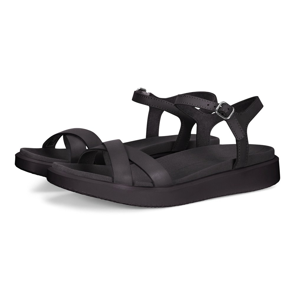 ECCO Womens Sandals Black - Yuma Crossover Staps - JYM-942580